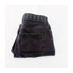 Madewell Classic Straight Black Denim Jeans Eyelet Accent Waist SZ25